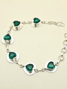 Apatite Gemstone Sterling Silver Bracelet 19 Gms